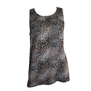 GNW Tank Top Womens Size M Medium Black Brown White Sleeveless Lightweight